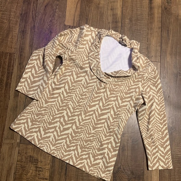 J. Mclaughlin durham ruffle animal zebra print catalina cloth brown holiday - Picture 5 of 5